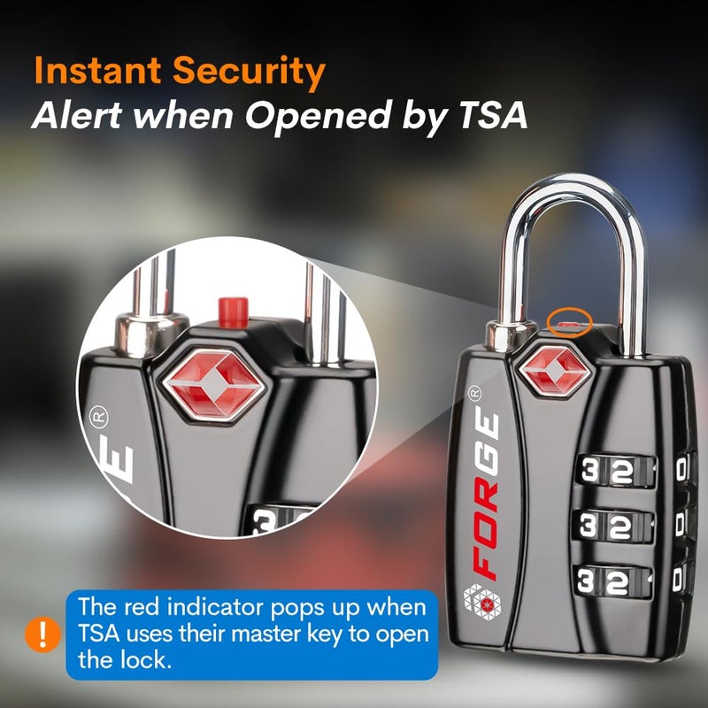 Forge TSA Approved Luggage Locks - Black 2 PK - Image 3